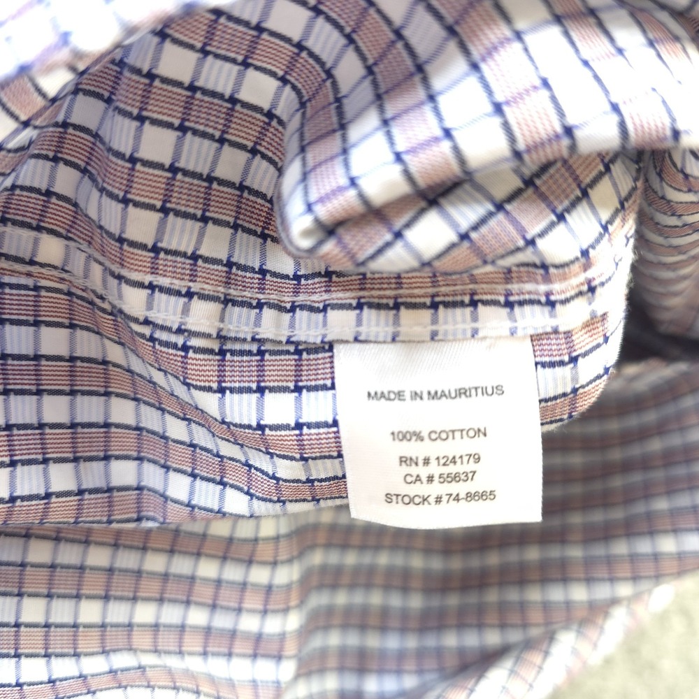 Johnston Murphy‎ Shirt Large Long Sleeve Button Up Multicolor Check Pocket - Picture 6 of 8